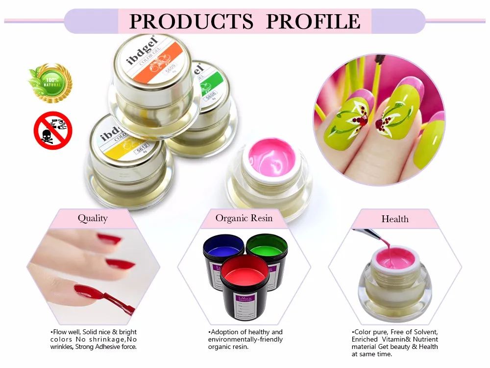Conjunto de Marcas Unhas de Gel Tinta de Cura Cor de Pintura de Arte Pintura Ibdgel Soak Off Polonês Faça Você Mesmo Desenho uv Led Unha Projeto 3 Pcs Gel 3 Beleza e saúde
