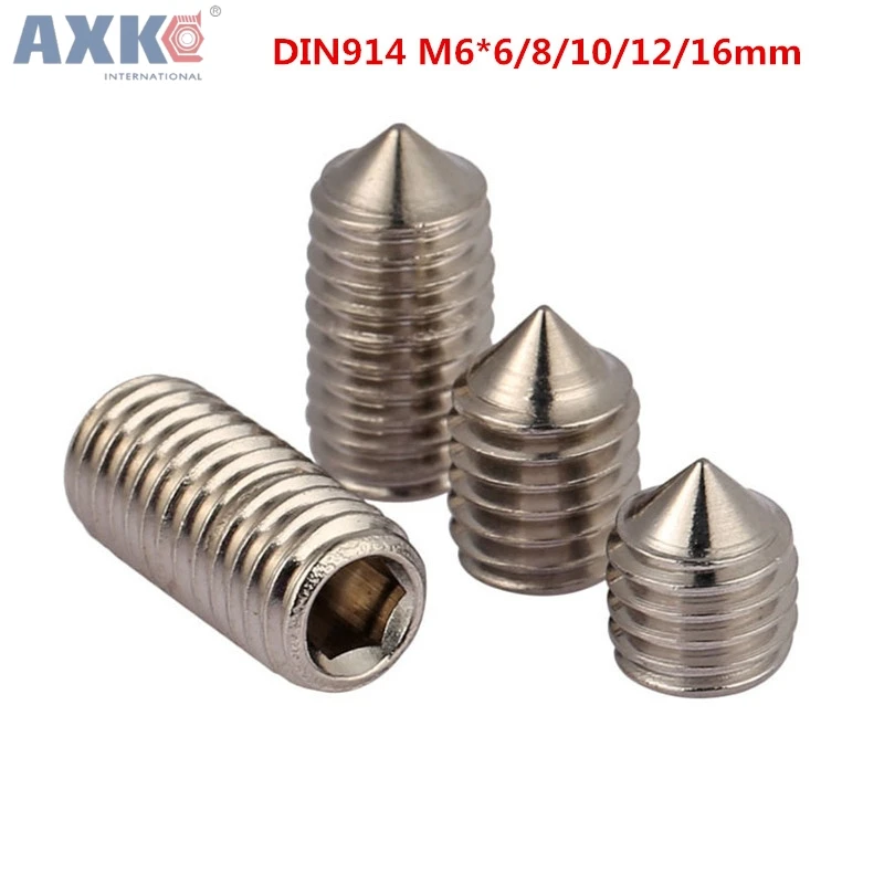 

AXK M6*6 M6x6 M6*8 M6x8 M6*12 M6x12 M6*16 M6x16 316 Stainless Steel ss DIN914 Hexagon Socket Allen Head Grub ConePoint Set Screw