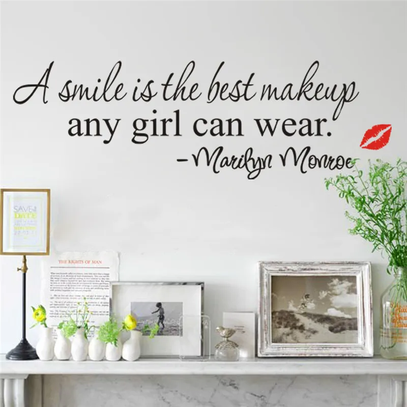 A Smile Is The Best Makeup Wall Stickers Marilyn Monroe Quotes 8129 Vinyl Art Mural Home Decor Decal Lips In Wall Stickers From Home Garden On A Smile Is The Best Makeup Wall Stickers Marilyn Monroe Quotes 8129 Vinyl Art Mural Home Decor Decal Lips In Wall Stickers From Home Garden On