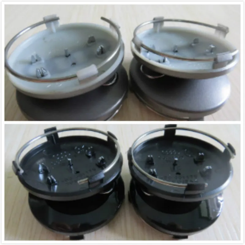 Car Center Hub Caps 60mm Black and Gray Car Wheel Center Covers for Audi Wheel Covers 4B0601170