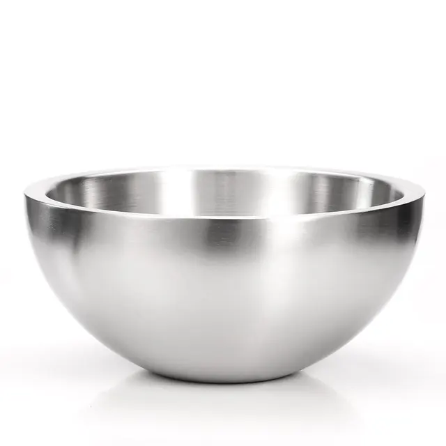 Salad Bowl, Heavy Duty Double deck Brushed 304 Stainless Steel Serving