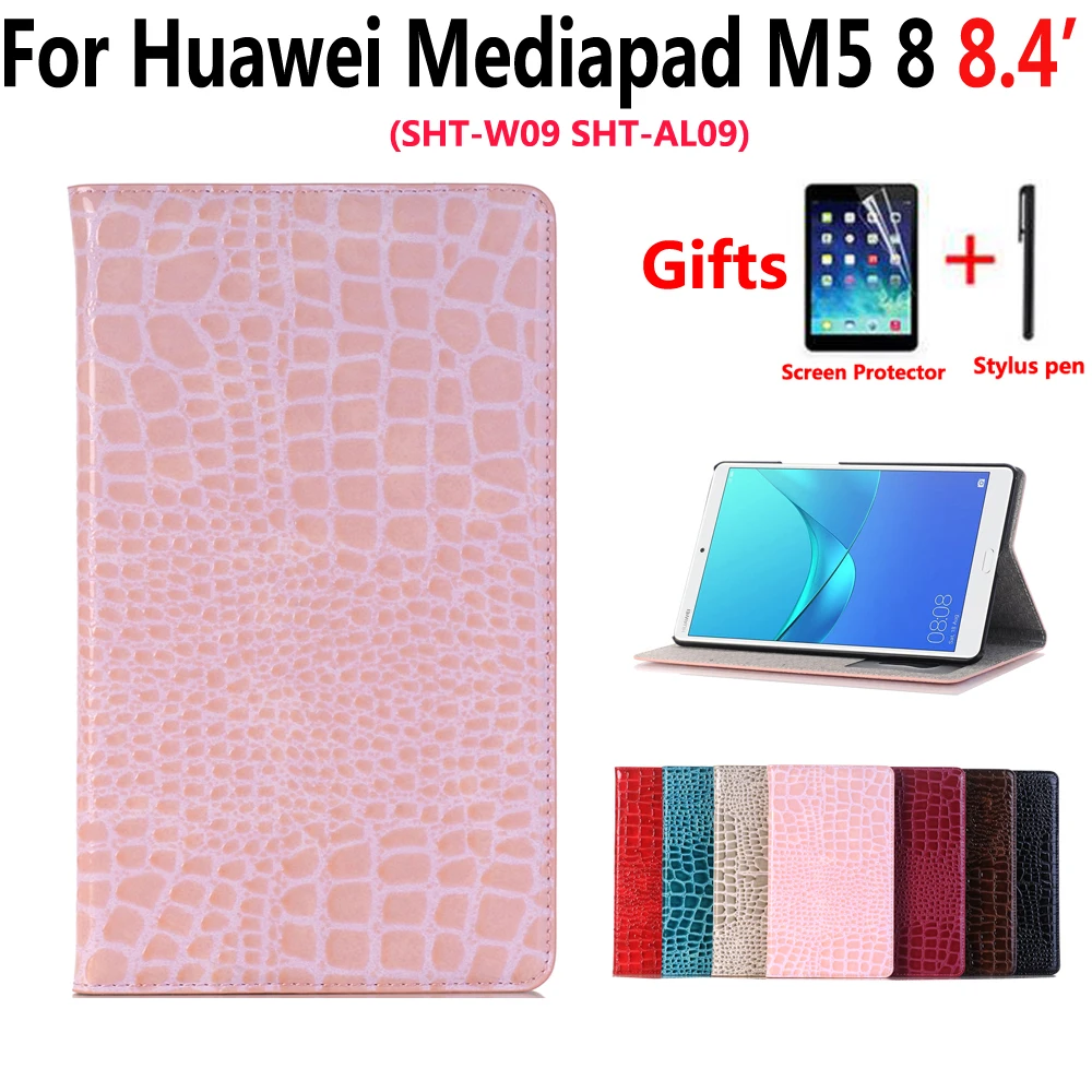 Крокодил кожаный чехол для huawei Mediapad M5 8 8,4 дюймов SHT-W09 SHT-AL09 чехол принципиально Tablet Флип Магнит Стенд Smart Skin основа