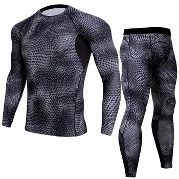 

New Autumn Winter Thermal Underwear Set Men Brand Quick Dry Anti-microbial Stretch 3D Print Thermo Underwear Fitness Long Johns