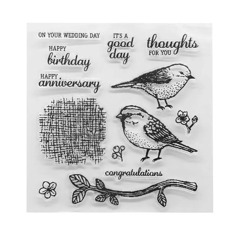 

DIY Creative Bird Pattern Transparent Clear Seal Scrapbooking Photo Album Card Decorative Rubber Stamp Sheets