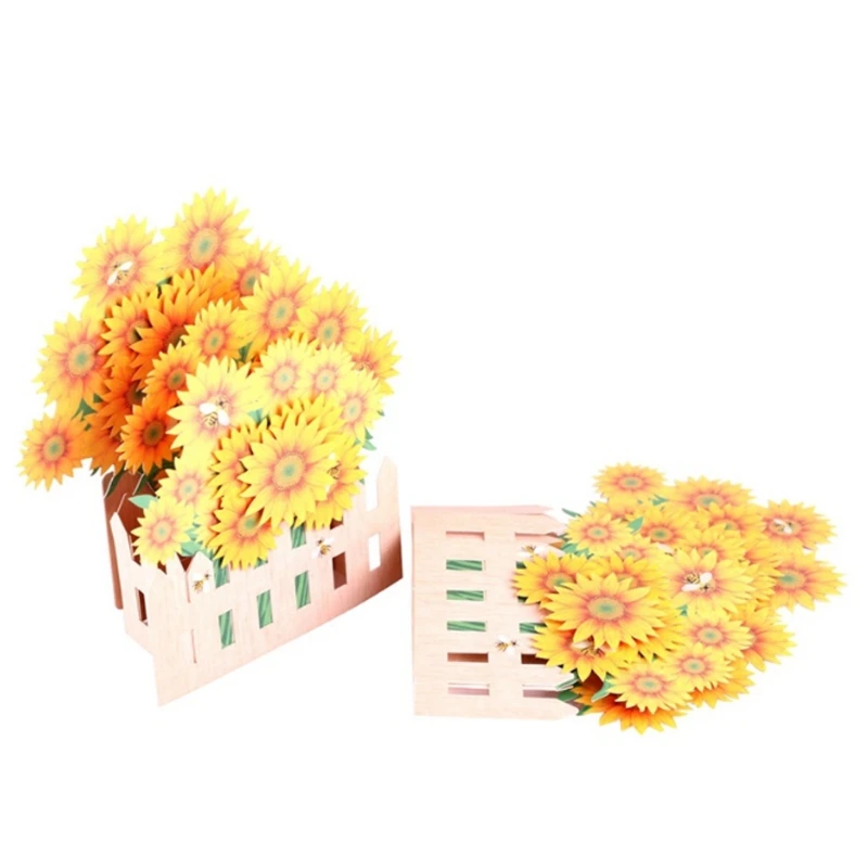  OOTDTY Sunflower Greeting Cards Handmade Birthday Wedding Invitation 3D Up Card Art - 32898882012