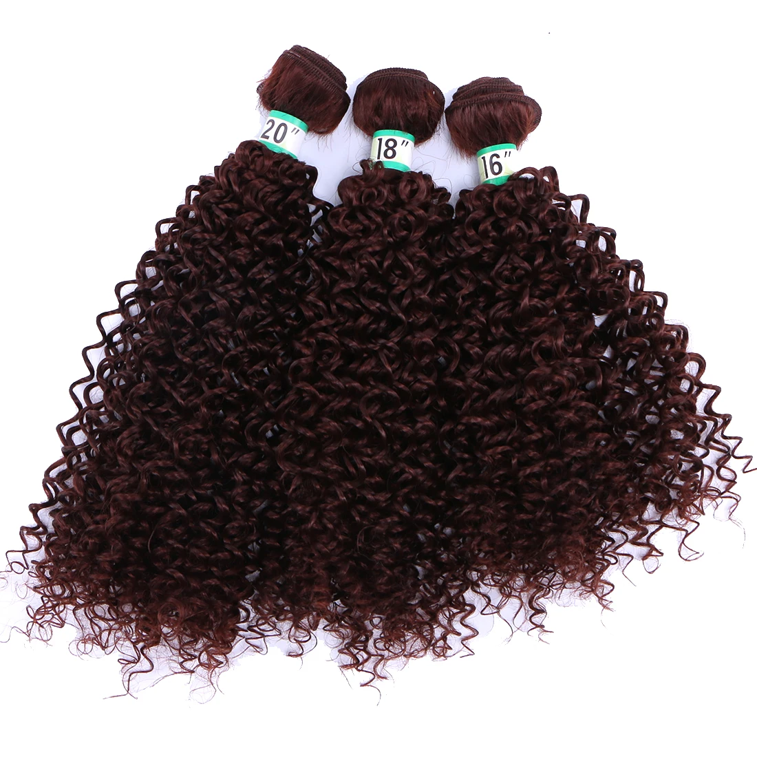 Feixes de Cabelo cor marrom da extensão do cabelo sintético