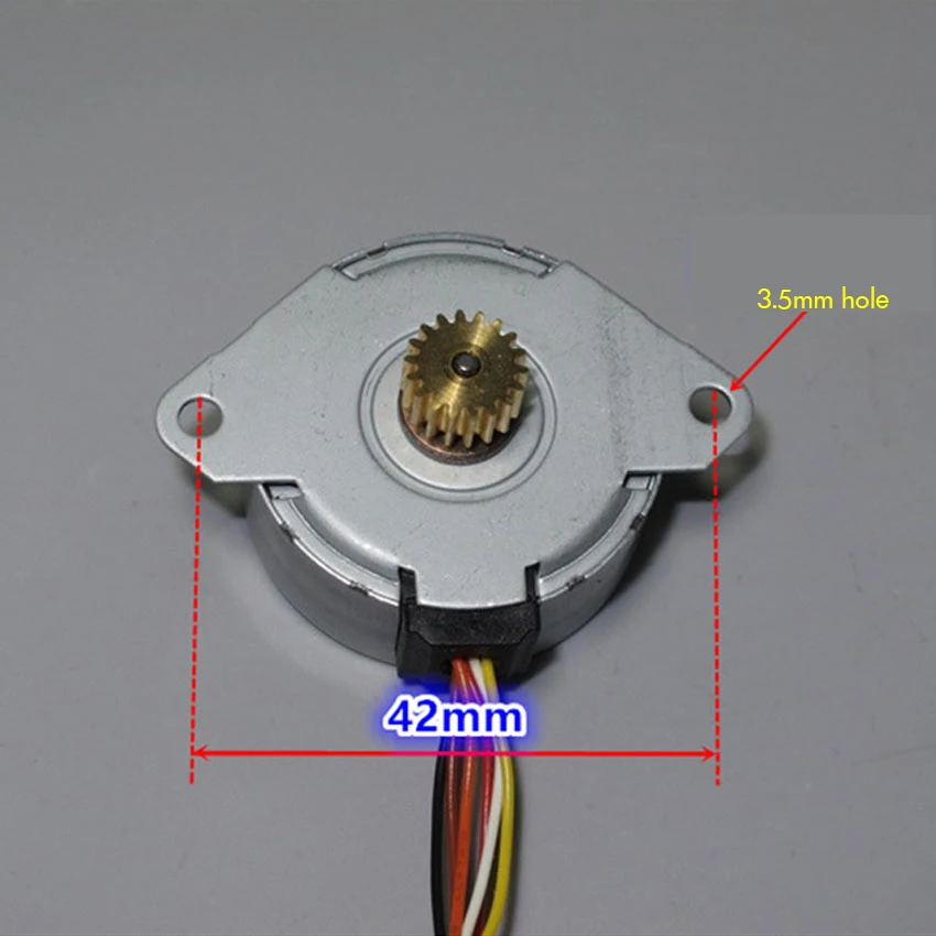 Двухфазный шесть-провода 35 мм шаговый двигатель с постоянным магнитом с 18-Шестерни, Круглый шаговый двигатель, угол поворота 7,5 градусов, вал, диаметр 2 мм