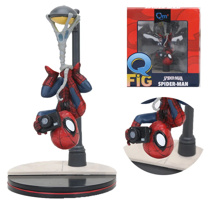 

14cm Marvel the avengers figure toys Amazing Spiderman Hanging with Camera Q-Fig PVC Action Figure Model Toy children gift