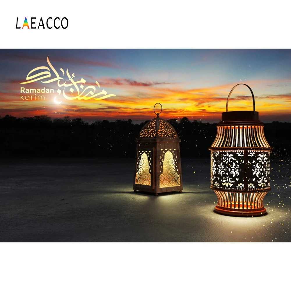 

Laeacco Eid Mubarak Ramadan Festival Lantern Fasting Muslim Photographic Background Scene Photography Backdrops For Photo Studio
