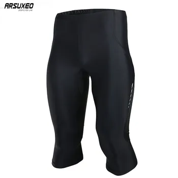 

ARSUXEO Mens Sports 3/4 Running Pants Compression Tights Base Layer Active Workout ClothesFitness Pants P703