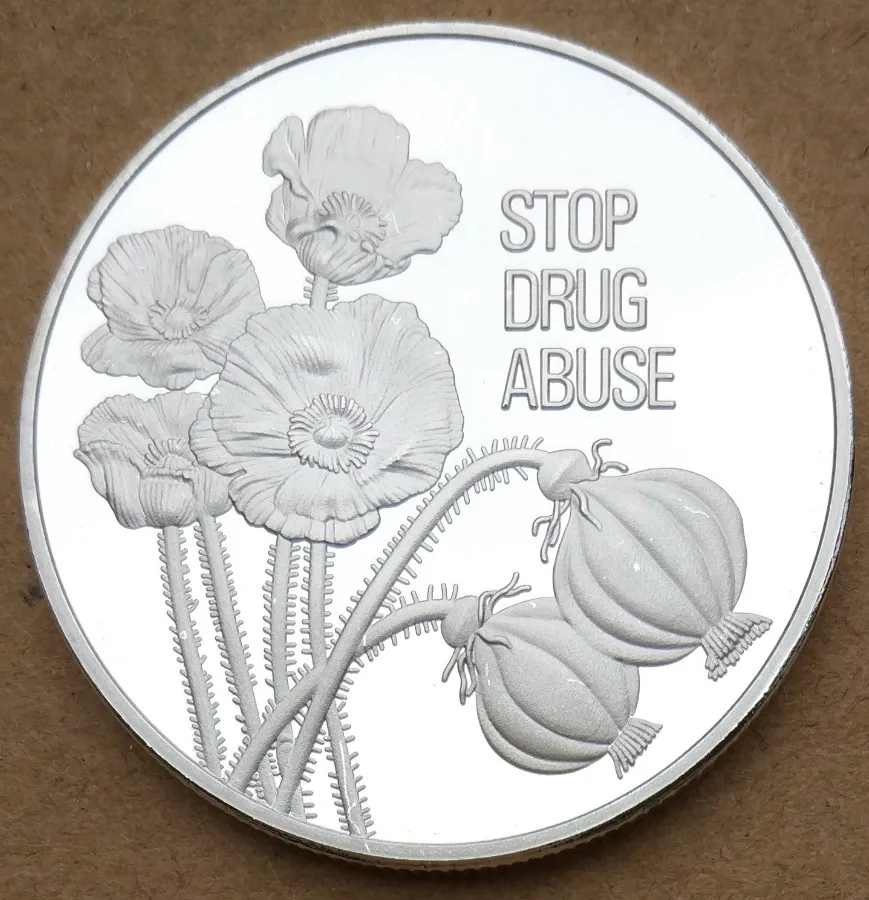 

38mm STOP DRUG ABUSE UN Silver Plated Souvenir Coin Medal United Nations