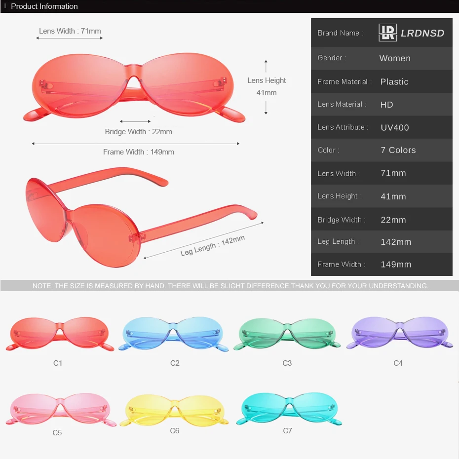 Brand Design Sunglasses Women New Retro Colorful Oval Transparent Fashion Sun Glasses UV400 DropShipping