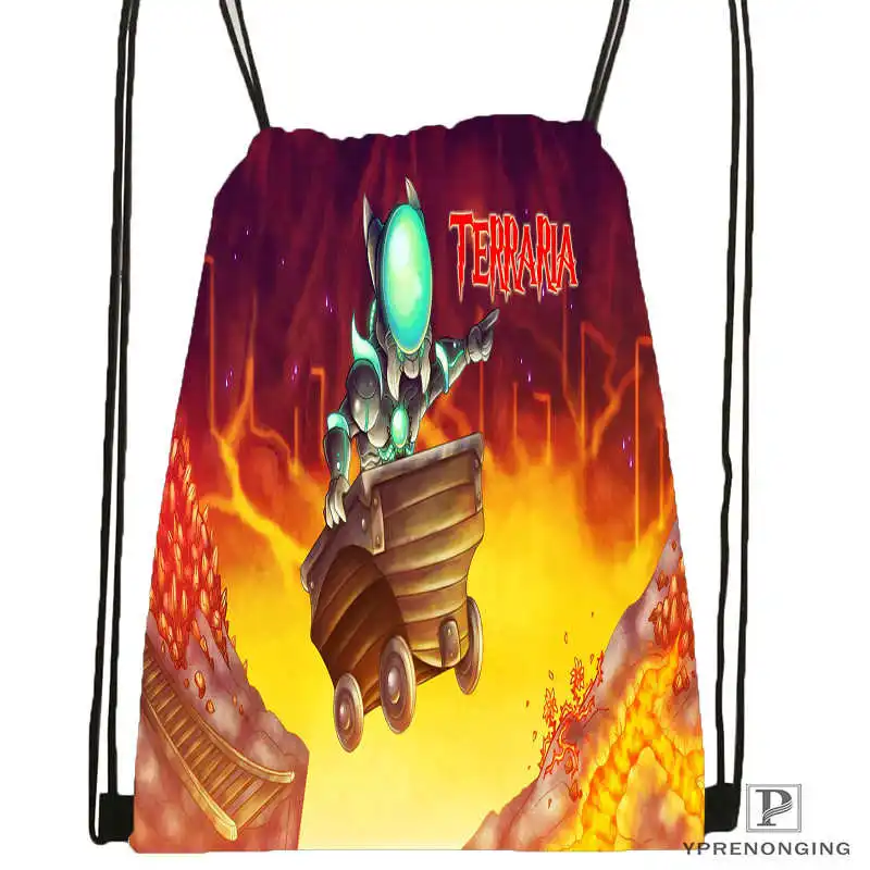 Drawstring Backpack На заказ Terraria походная сумка на шнурке милый рюкзак для детей(черная спинка) 31x40 см#180531-02-37 - Цвет: Drawstring Backpack