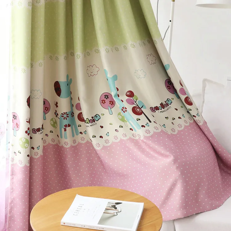 

Curtains for Living Room Bedroom Small Giraffe Green Cartoon New Girls and Children
