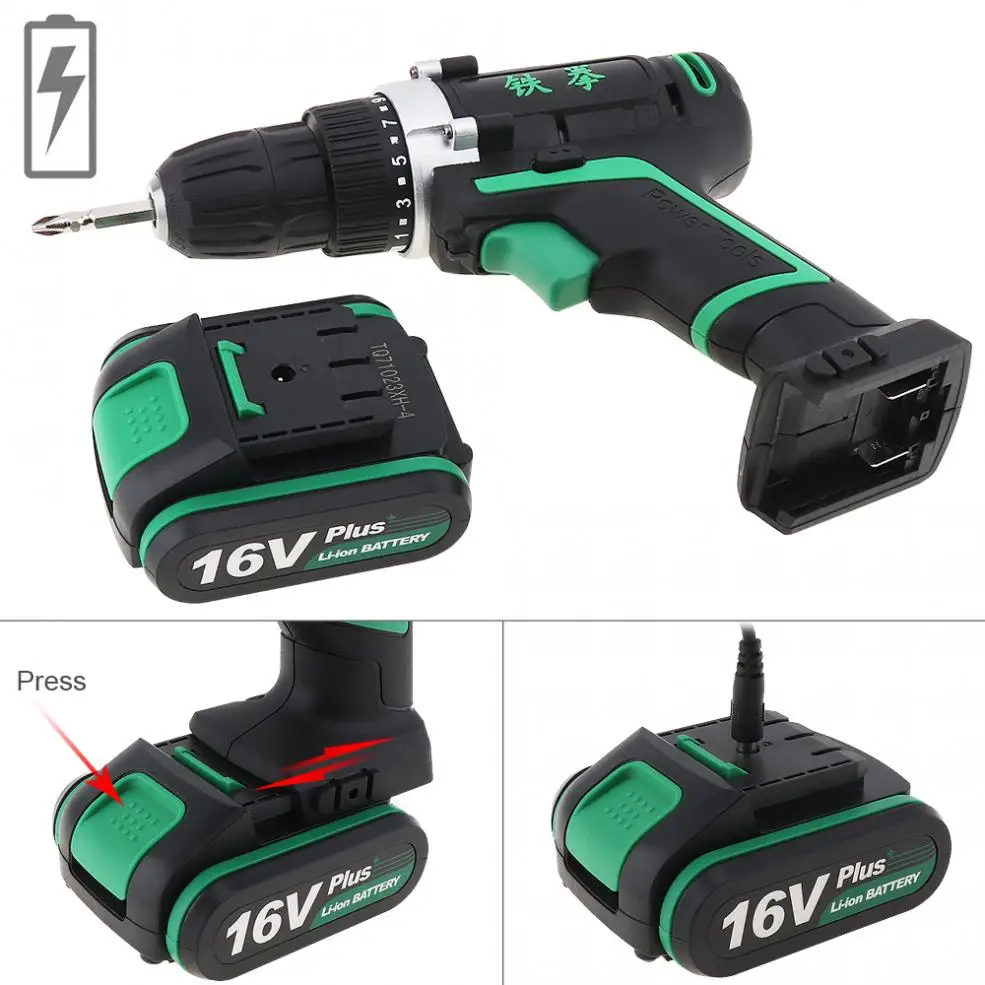 100 - 240V Cordless 16V Plus Electric Drill with 2 Lithium Batteries and 29pcs Accessories Set for Handling Screws / Punching 100 - 240V Cordless 16V Plus Electric Drill with 2 Lithium Batteries and 29pcs Accessories Set for Handling Screws / Punching