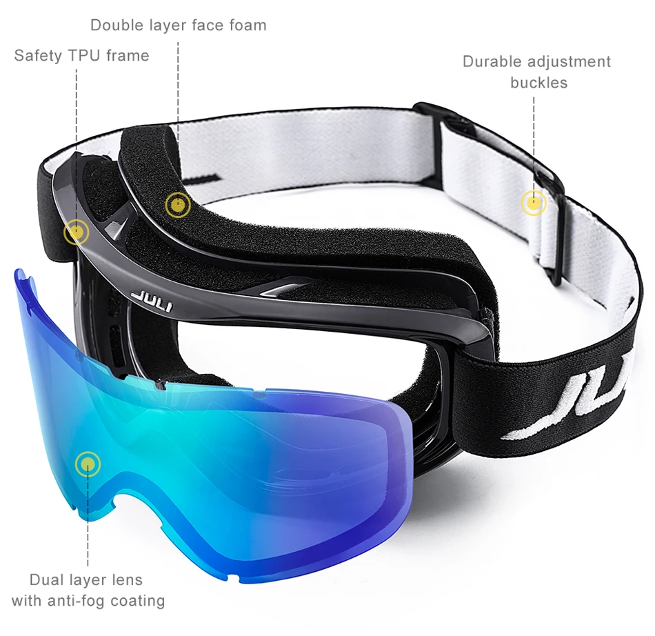 Лыжные очки, снежные виды спорта сноуборд над очками очки с анти-туман УФ-защитой двойные линзы для мужчин женщин и молодежи снегоход
