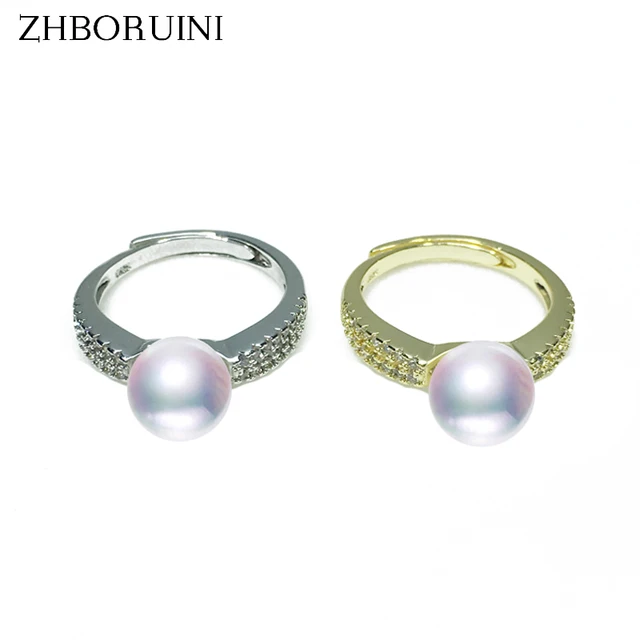 ZHBORUINI 2018 Fashion Pearl Ring High Quality Ring Genuine Freshwater Pearl Rings 925 Sterling Silver Ring For Women Gift