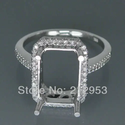 

Vintage Emerald Cut 8x12mm Solid 14Kt White Gold Setting Diamond Ring for Custom Jewelry R0014