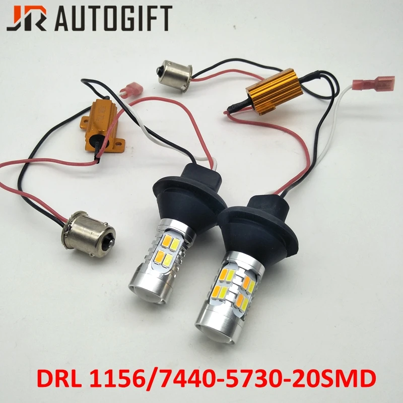 

2PCS/Set 12V-24V Car-styling DRL S25 1156 BA15S BAU15S T20 7440 WY21 5630 20 SMD Turn Signal Light &Turn Daytime Running Light