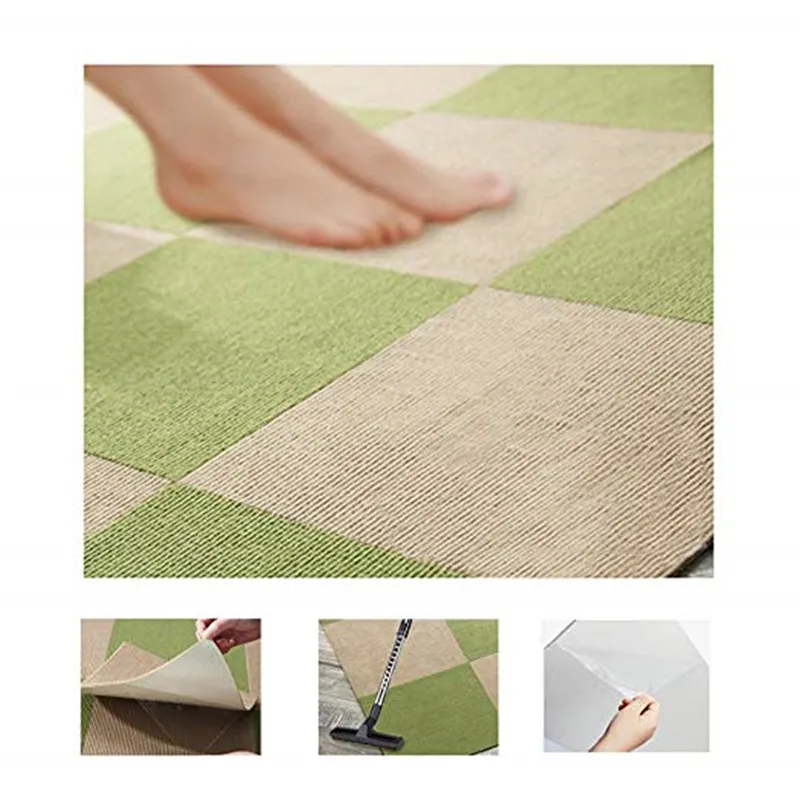 Non-slip Adhesive Carpet 28x28cm Square Stitching Floor Mat Simple Home Glue-free Self-adhesive Carpet Stairs Step Mat