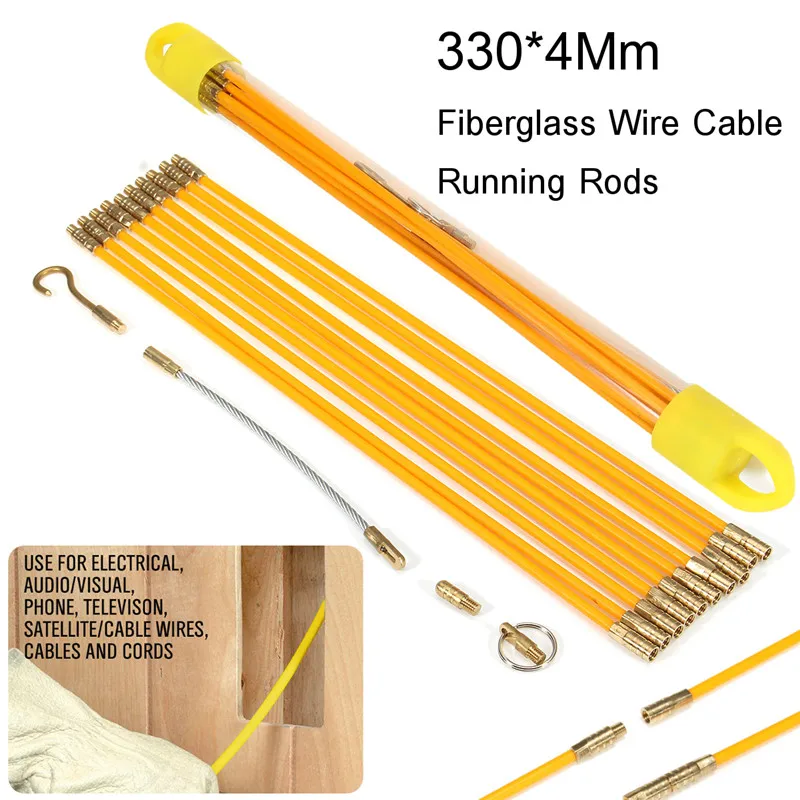 10pcs/set 33cm Diameter 4mm Fiberglass Wire Cable Running Rods Wires