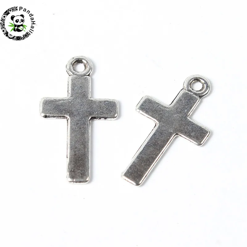 

50pcs Antique Silver Plated Alloy Cross Pendants for DIY Jewelry Lead Free and Cadmium Free, 25x13x1.5mm Hole: 2mm