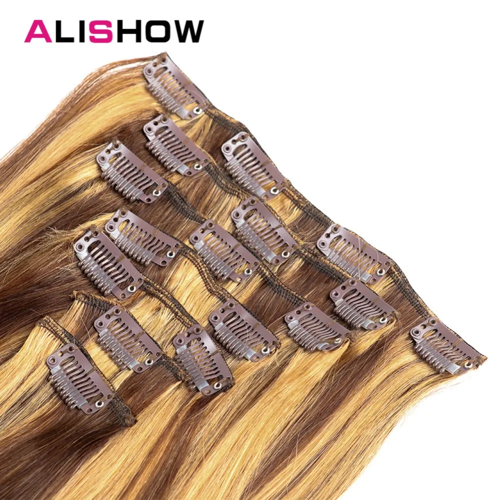 Alishow Clip In Human Hair Extensions Straight Full Head Set 7pcs 100g Machine Made Remy Hair Clip Ins 100% Human Hair Extension Alishow Clip In Human Hair Extensions Straight Full Head Set 7pcs 100g Machine Made Remy Hair Clip Ins 100% Human Hair Extension