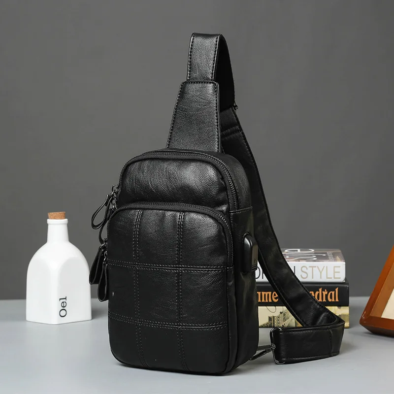 

New Kind Of Nine Palace Chequered Men's Bag Korean Trendy Breast Bag Leisure One Shoulder Bag Chao Men's Bag