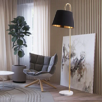 

Nordic Loft Led Floor Lamp Black Cloth Lampshade Standing Lamp Living Room Floor Lamp Bedroom Decoration Stand Light Fixtures