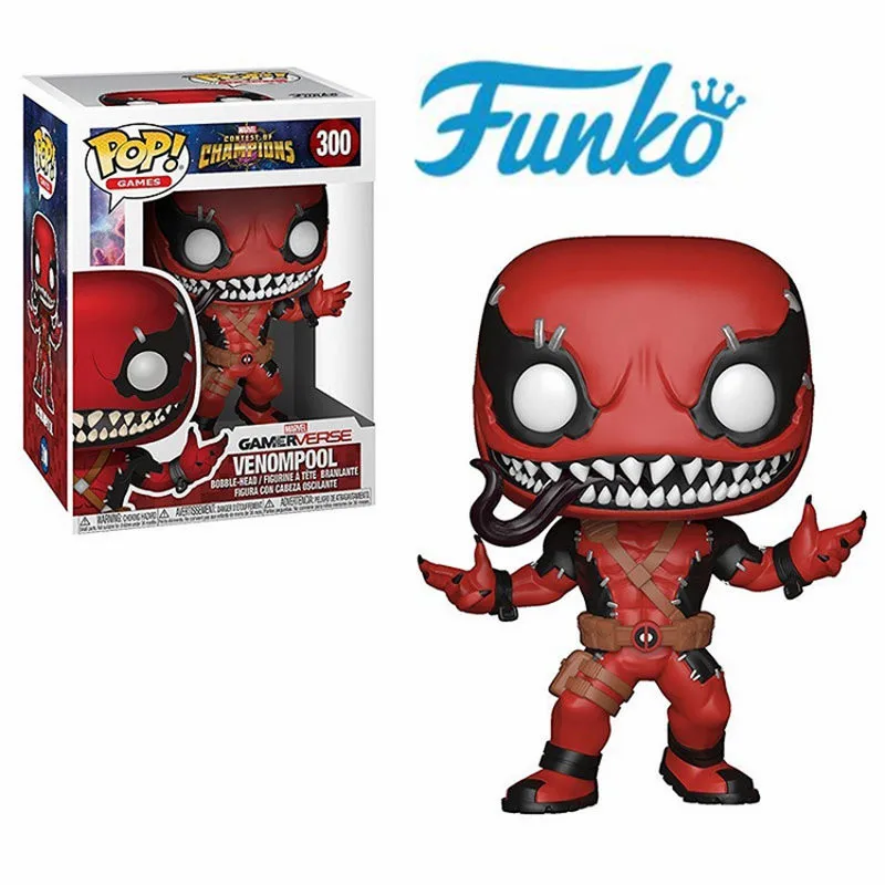 Funko pop official Contest Of Champions-Venompool Death Shaking Head Venom  Deadpool Marvel Action Figure Model Collection Gift