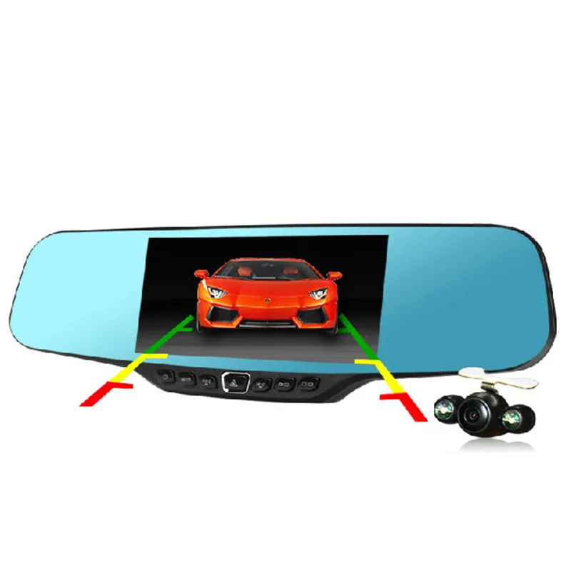 imágenes para Nuevo 4.3 "Espejo Retrovisor de coche DVR Full HD 1080 P de la Cámara Del Coche de Aparcamiento la Visión nocturna Del Coche DVR de Doble Cámara Grabadora de Vídeo Auto Negro caja imágenes para Nuevo 4.3 "Espejo Retrovisor de coche DVR Full HD 1080 P de la Cámara Del Coche de Aparcamiento la Visión nocturna Del Coche DVR de Doble Cámara Grabadora de Vídeo Auto Negro caja