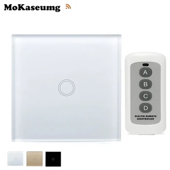 

Smart Switch EU Remote Touch Switch 1 gang 1 way 220V RF 433Mhz Crystal Glass Panel Wall Light Touch Switch Automation Module