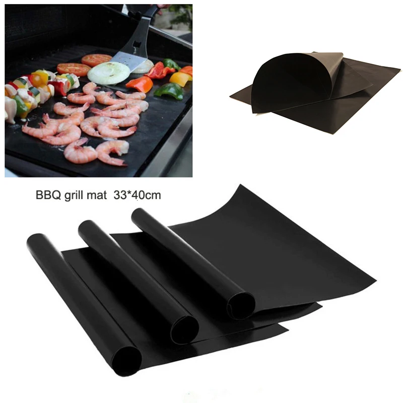 Reusable Non stick Black BBQ Grill Mat Barbecue Baking Liner Cooking Sheetgrill mat sheet