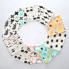 2 pcs/ lot black white Panda Tent Design Cotton Baby Scarf Kids Scarves Children Collars Boys Girls Animal O Ring Neckerchief