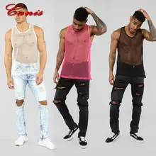 Мужская сексуальная сетчатая Прозрачная майка на бретельках для ночного клуба топ из органди жилет костюм