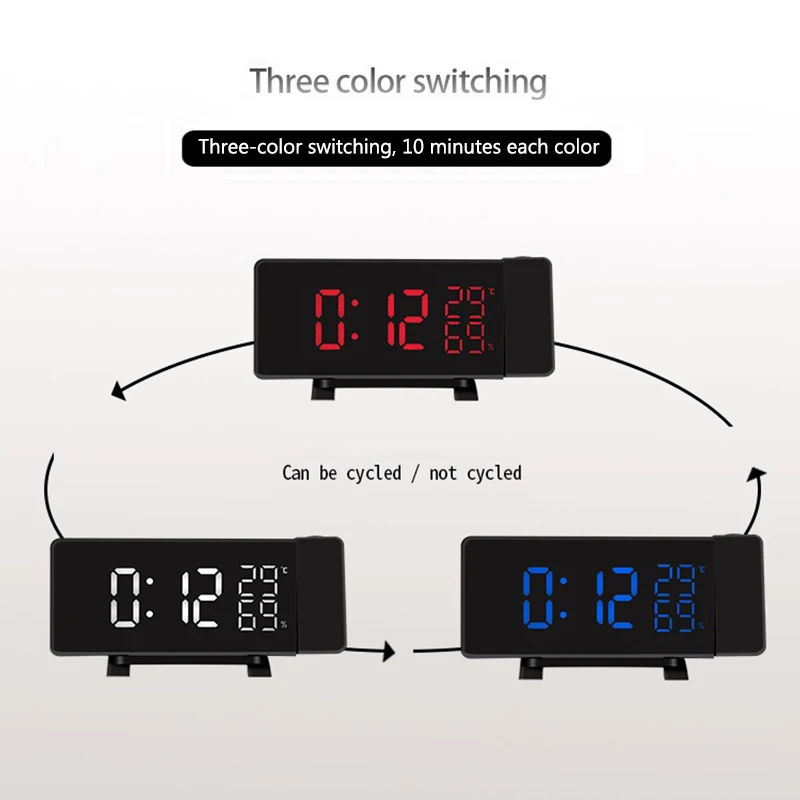 

5 Inch LED Curved-Screen Projection Alarm Clock FM Radio Dual Alarm Clock with 4 Sounds Hot Sale