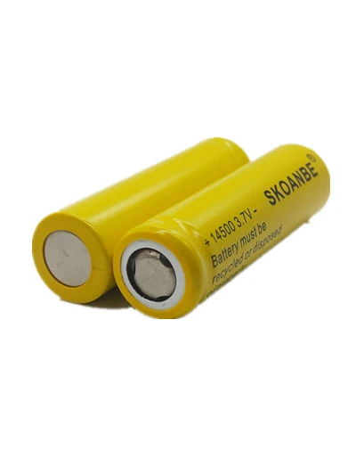 

TBUOTZO 2PCS 14500 700-800mAh 3.7V Li-ion Rechargeable Batteries Lithium for Led Headlamps Flashlight Toys FLAT Head YELLOW