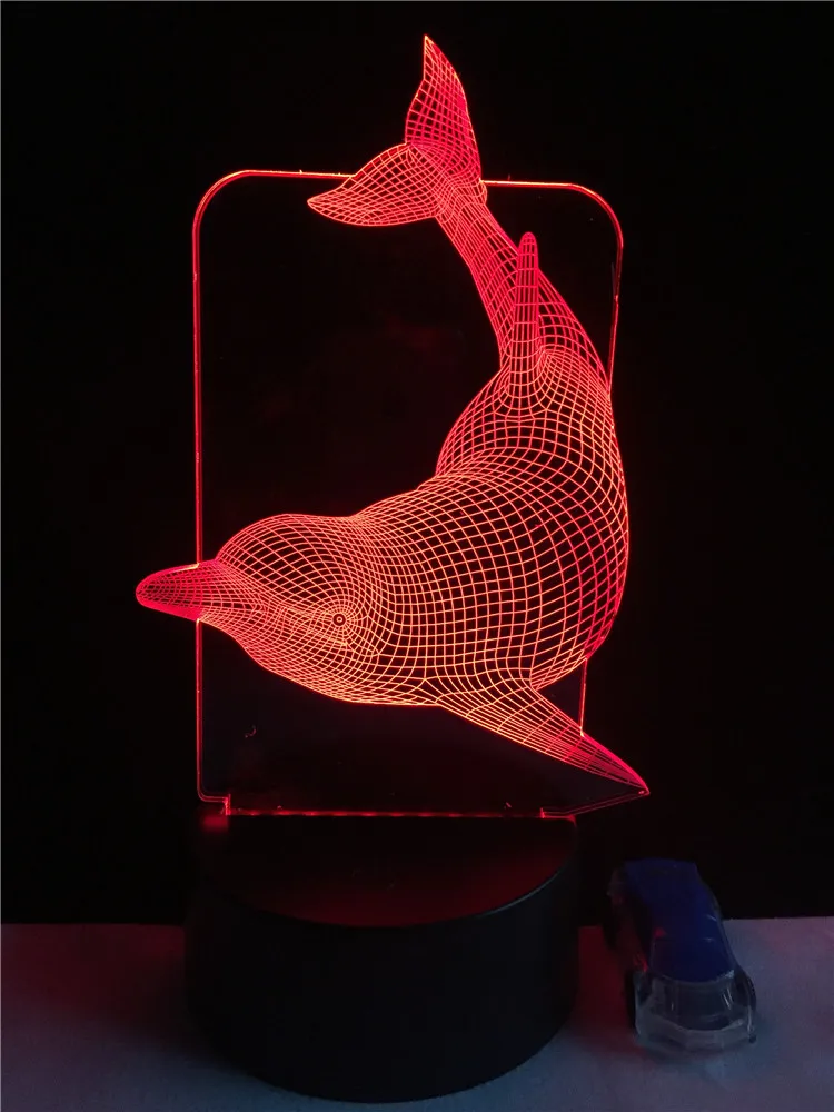 Animal Dolphin 3D Lamp RGB LED Bulb USB Night Light Multicolor Switch Touch Remote Luminaria Lampara For Children Kid Tot Room