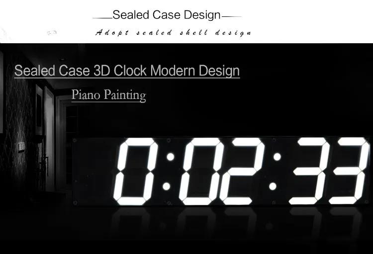Светодиодные настенные часы с дистанционным управлением, большие 3D часы с большим экраном, цифровой таймер, 6 цифр, секундомер, будильник с обратным отсчетом
