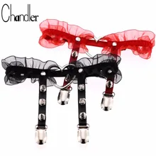 Чандлер, 1 шт., нейлоновые кружевные подтяжки, сексуальные женские носки, готика, Харадзюку, эластичный пояс с подвязками, панк, готика, кожа, сердце, заклепки, кольцо для ног