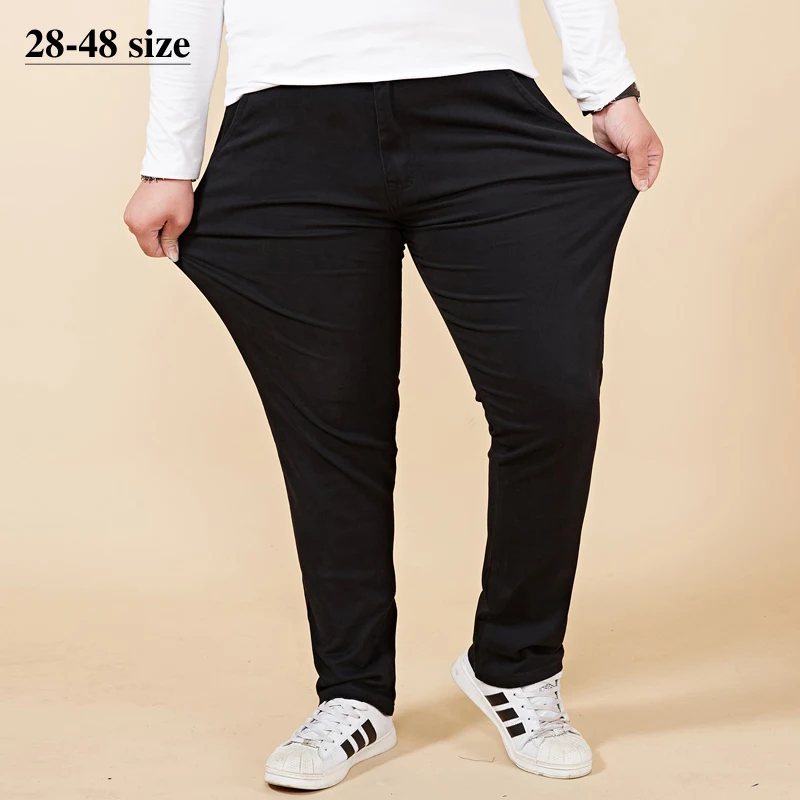 

Plus Size 42 44 46 48 Mens Black Casual Pants 2019 Autumn New Fashion Business Solid Color Wild Slim Fit Trousers Male