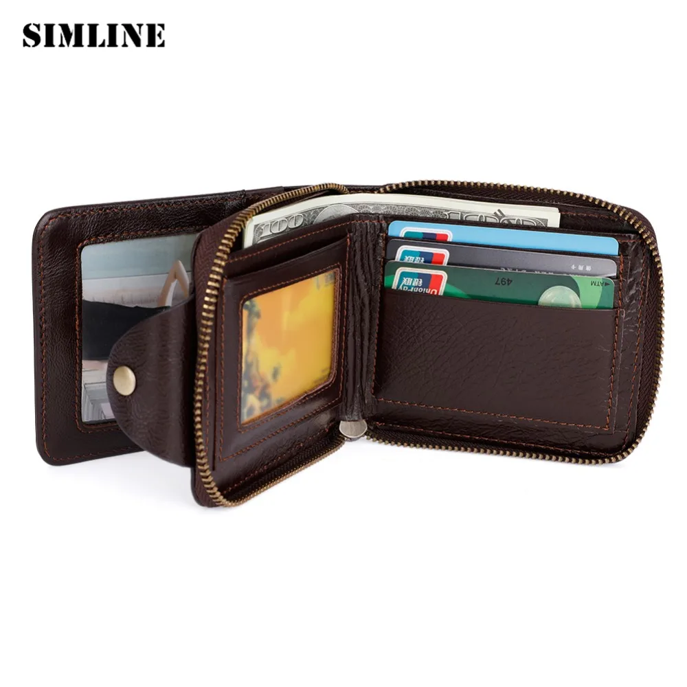 SIMLINE 2018 натуральная кожа Для мужчин кошелек Мужчин's Винтаж Бизнес короткие