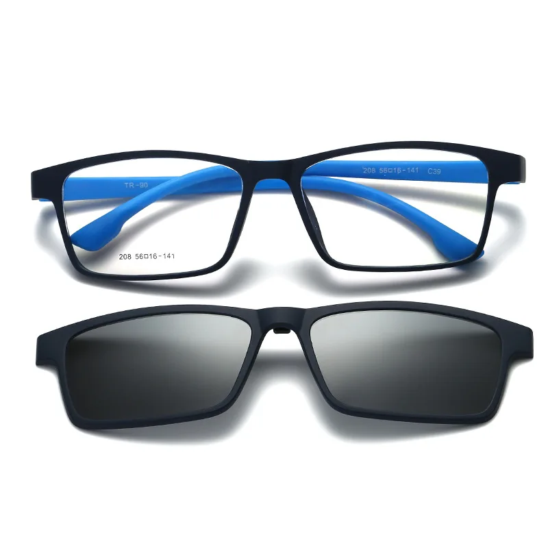 Cubojue(148 мм) широкий клип на поляризованных солнцезащитных очков Для мужчин TR90 солнцезащитные очки для мужчин Вождение с антибликовым покрытием UV400 двойные линзы магнит - Цвет линз: black blue grey
