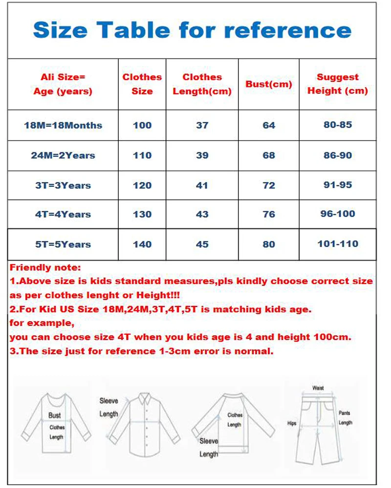 VEST035 size table
