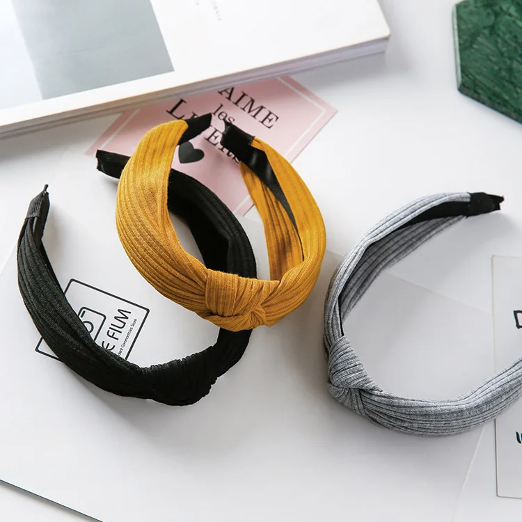 MENGJIQIAO 2019 одноцветное Цвета крест вязанный головной убор Hairbands для Для женщин леди лук ободок для волос аксессуары головной убор-лента для