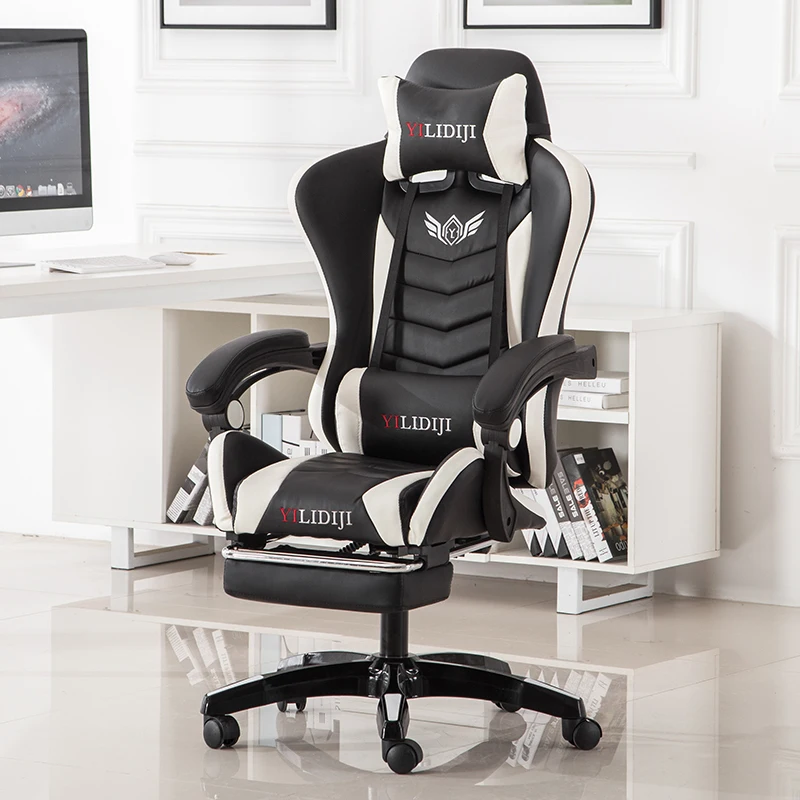 Европейский компьютерный бытовой электрический Современный Лаконичный может лежать для работы в офисном игровом кресле - Цвет: and white  foot