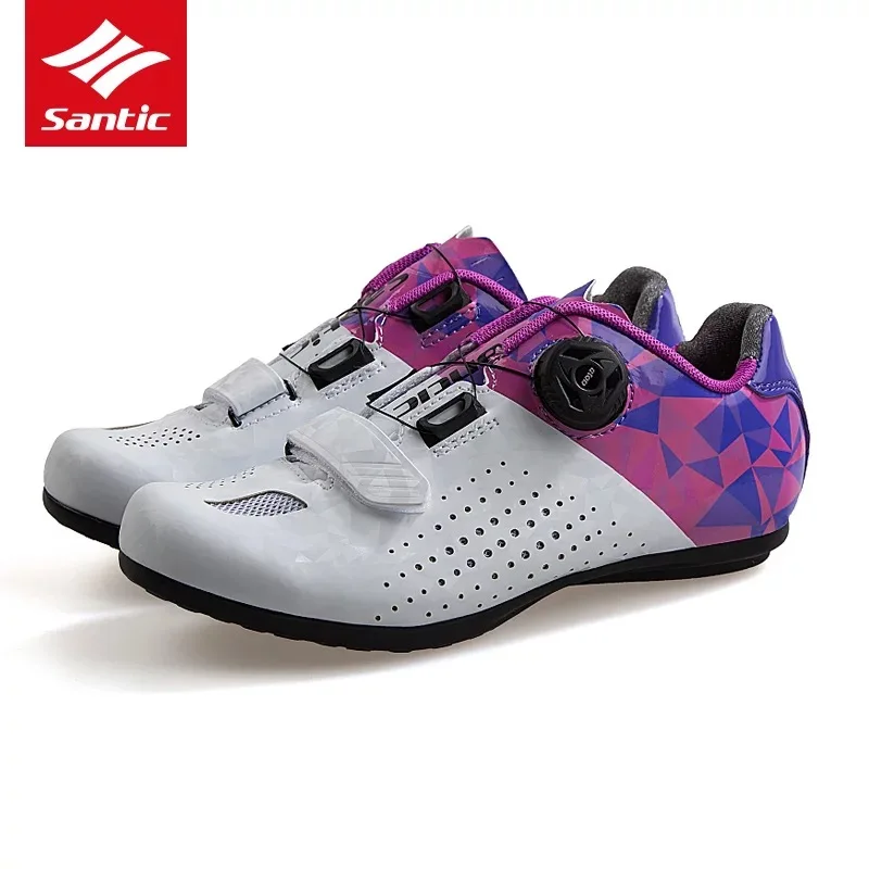 Santic scarpe da bicicletta a colori, dal team di donne Professional, dalla strada di montagna, bici, sbloccato, scarpe MTB, 3 - Цвет: white and purple