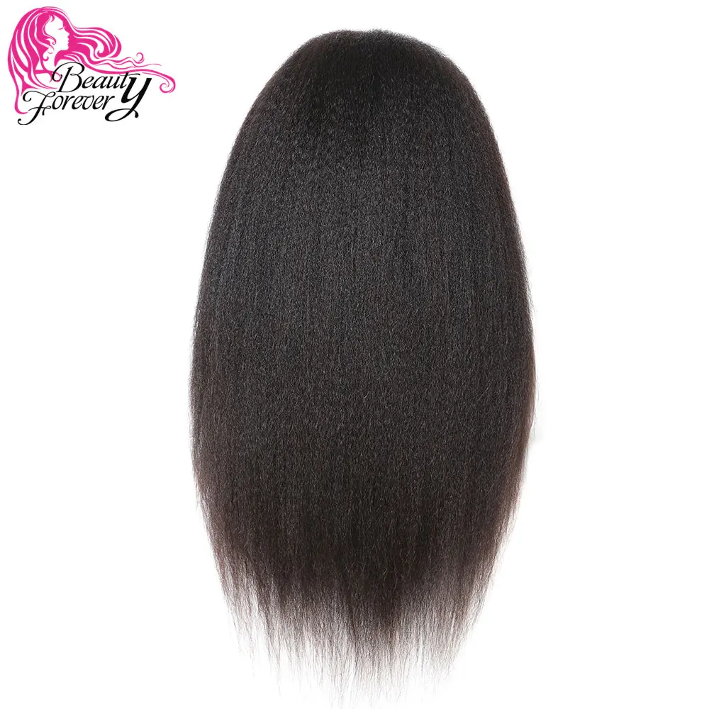 BeautyForever половина ручной работы перуанские курчавые прямые 360 парики шнурка фронта Remy человеческие волосы парик 180% плотность натуральный цвет