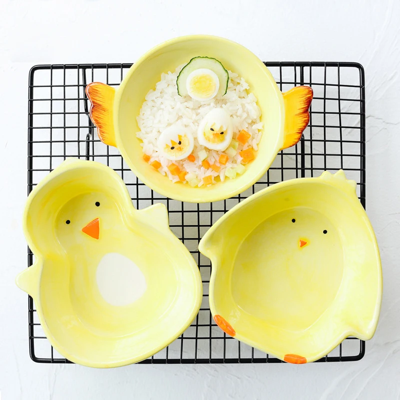 Rice Bowl Mini Tray Fruit Ceramic Ware Cartoon Children Hand-painted Soup Salad Bowls Cute Food Kid's Tableware | Дом и сад