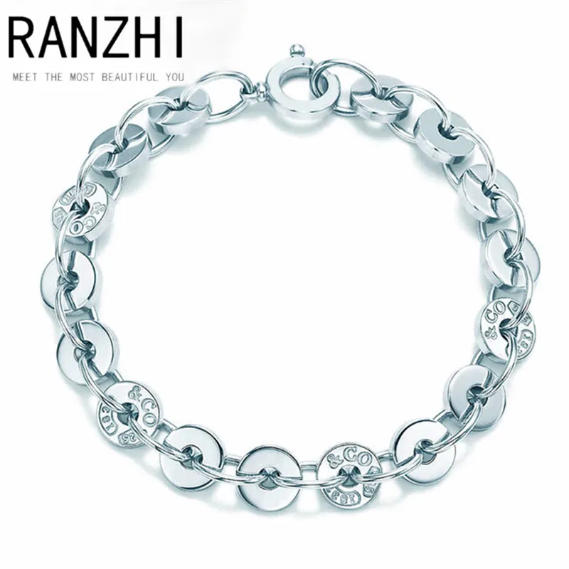 

RZ Tiff 100%925 sterling silver popular authentic 1:1 pure charming round bracelet temperament ladies couple exquisite gift